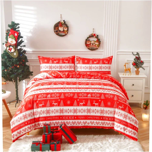 LAMEJOR Christmas Duvet Cover Set Queen Size Soft Holiday Decor, Snowflake/Reindeer/Merry Christmas,1 Duvet Cover and 2 Pillow cases