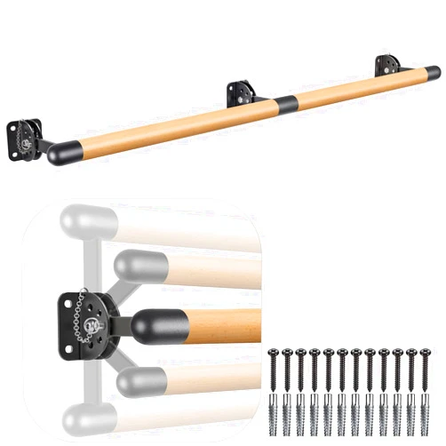 Dolibest Space Saver, 3ft -10ft Ballet Barre, Wall Mounted Traditional Wood Ballet Barre System Stretch/Dance for Home Barre Workout Equipment, Height Adjustable, for Kids and Adults