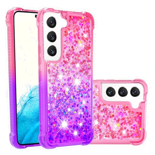 Didan Sparkle Floating Liquid Case for Samsung Galaxy S22,Quicksand Bling Glitter Shockproof Bumper Girls Women Gradient Colorful Waterfall Transparent Cover Clear