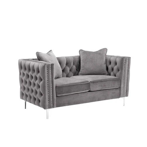Lilola Home Lorreto Gray Velvet Loveseat