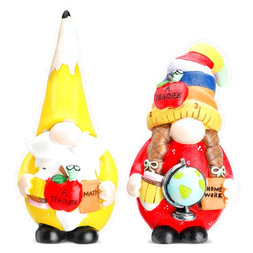 Shappy 2 Pcs Teacher Appreciation Gifts Gnomes Back to School Decorations Gnomes Apple Pencil Handmade Gnomes Gift for Office Desk Home Table Decor Back to School Teacher Gift