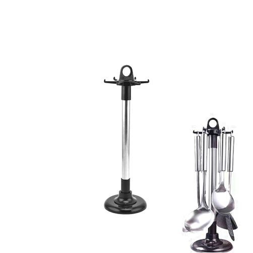 YCSSSD Kitchen ware Storage Rack, Stainless Steel Kitchen Utensil Holder Organizer, Countertop 360 Degree Rotating Utensil Holder for Kitchen Counter with 6 Hooks.
