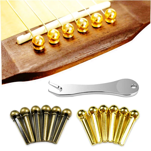 Junlego 12 Metal Acoustic Guitar Bridge Pins And Guitar Bridge Pins Remover With 2 Metal Guitar Picks