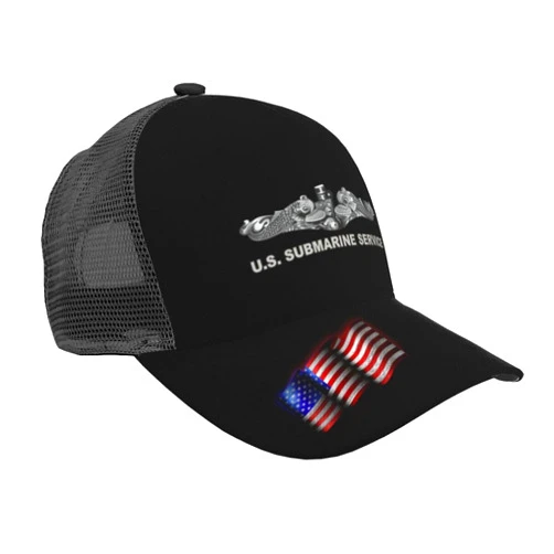 Tavos Us Submarine Service Dolphins Trucker Hat - Mesh Baseball Snapback Cap for Men Outdoors American Flag