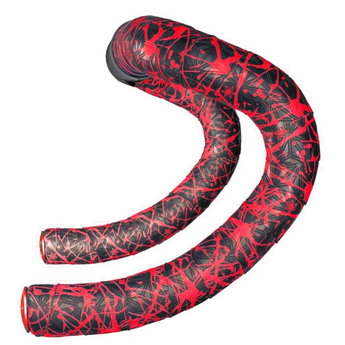 Supacaz Bar Tape – Length: 2200mm – Super Sticky Kush – Splat - Red + Red Star Plugz