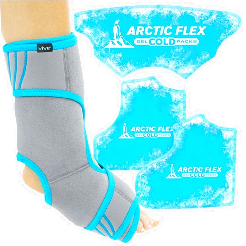 Vive Ankle Ice Pack Wrap - Foot Cold/Hot Compression Brace - Adjustable Freeze Support for Cooling/Heating Achilles Injuries, Tendonitis, Plantar Fasciitis, Sore Feet, Inflammation, Muscle Sprain