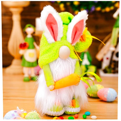 Cuiforest Easter Decor Gnome Plush Green Spring Figure Ornament Easter Decoration Hug Egg Bunny Rabbit Plush