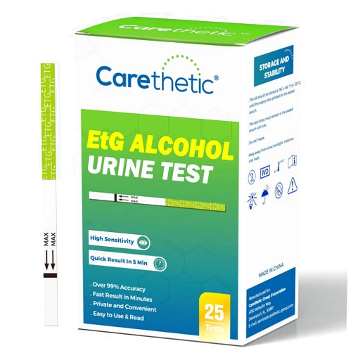 Carethetic [25 Pack] Carethetic EtG Alcohol Urine Test Strips - 80 Hour Detection Time - Highly Sensitive, Easy to Use & Read - Low Cut-Off 300 ng/mL Alcohol Test Strips