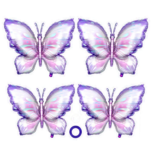 YOTHORN 4 Pieces Butterfly Balloons, Purple Butterfly Foil Mylar Balloons,Butterfly Baby Shower Decoration for Butterfly Themed Party Wedding Birthday Party Baby Shower Decorations Supplies