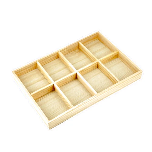 Bam & Boo - Wood Organizer Tray Divided 8-Compartments for Drawers, Bathroom, Kitchen, Vanity, Makeup, Jewelry, Parts(13.7