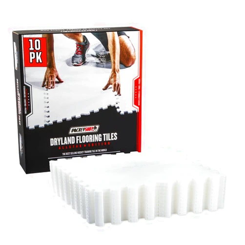 HockeyShot All-Star Dryland Flooring Tiles 10 Pack, 18x18, White - Build Your Own Year-Round Hockey Training Surface, Versatile, Durable, Easy Install, Made in Canada.