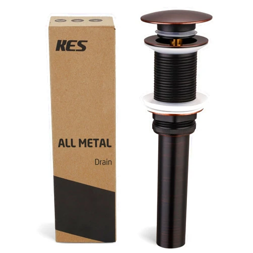 KES Bathroom Sink Drain Without Overflow Vessel Sink Lavatory Vanity Pop Up Drain Stopper Oil Rubbed Bronze Finish, All Metal Rustproof Brass and 304 Stainless Steel, S2008D-ORB