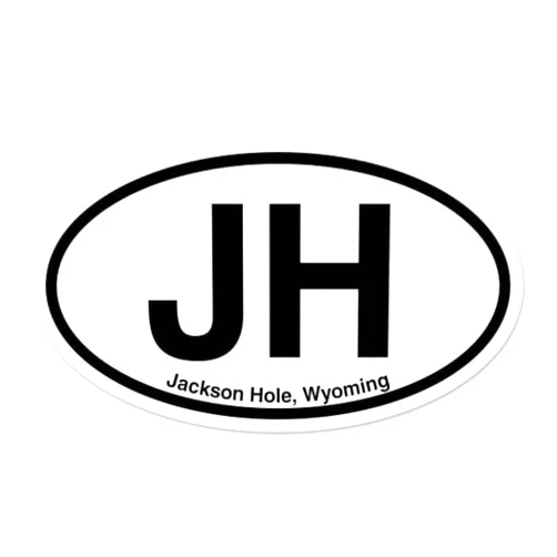 Stickers & Tees JH Jackson Hole Wyoming WY Oval Vinyl Car Bumper Window Sticker 3