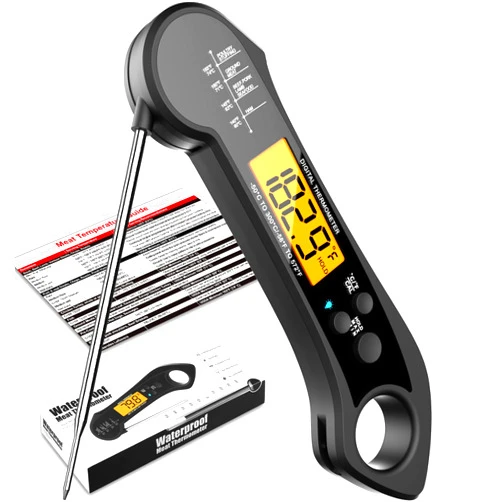 Biison Meat Thermometer Digital, Instant Read Meat Thermometer for Grill and Cooking, IP66 Waterproof Food Thermometer for Kitchen and Outside, BBQ, Turkey, Candy, Liquids, Beef