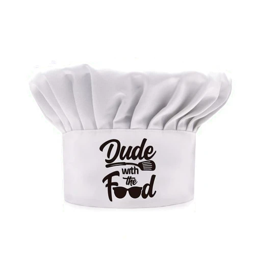 AGMDESIGN Funny Chef Hat, Dude with The Food, Funny BBQ Chef Wear, Adjustable Kitchen Cooking Hat for Men & Women White
