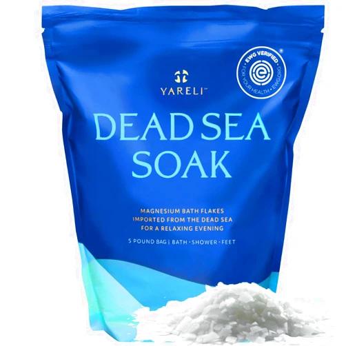 YARELI Magnesium Flakes, 5lb, Dead Sea Bath and Foot Soak, Alternative to Epsom Salt with Over 250,000mg of Magnesium Chloride Per Bag
