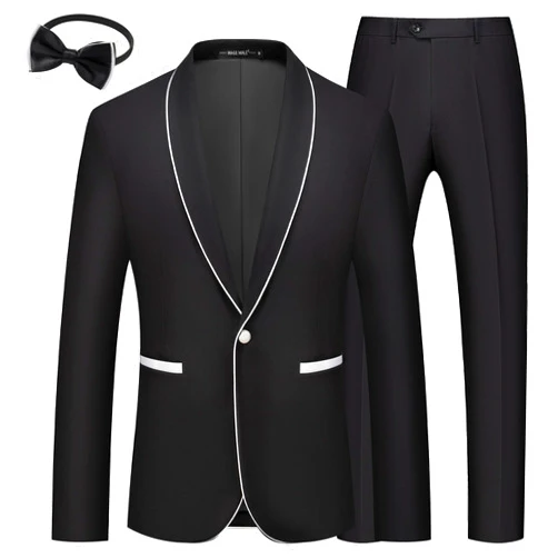 MAGE MALE Mens 2 Pieces Tuxedo Shawl Lapel Slim Fit One Button Color Clashing Design Suit Wedding Blazer Jacket and Pants Set