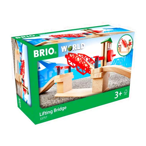 BRIO 33757 Lifting Bridge - Engaging Toy Train Accessory | Includes Wooden Track | Ideal for Kids Age 3 and Up | FSC Certified Wood - Red