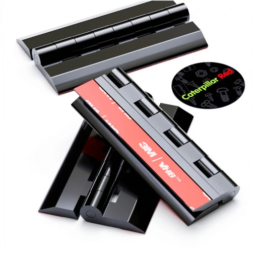 Caterpillar Red 4X 75mm Black Acrylic Hinges. No Glue Required, Self Adhesive. Black Plastic Acrylic, 2 61/64-4 Pack-