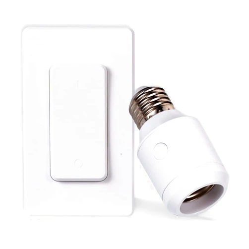 EVERSECU Tuya Smart WiFi Light Socket Adapter with App Control & with Wall Mounted Wireless Controller,Intelligent Control Bulb Socket Compatible with Alexa & Google Home,(2.4Ghz WiFi)
