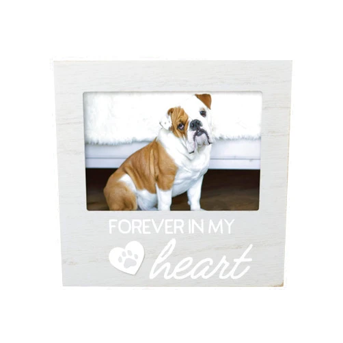 Pearhead Pet Forever In My Heart Memorial Keepsake Picture Frame - Keepsake for Dogs and Cats, Home Decor or Sympathy Gift for Pet Lovers, Heart & Paw Print Design, 4x6 Photo Insert, Gray