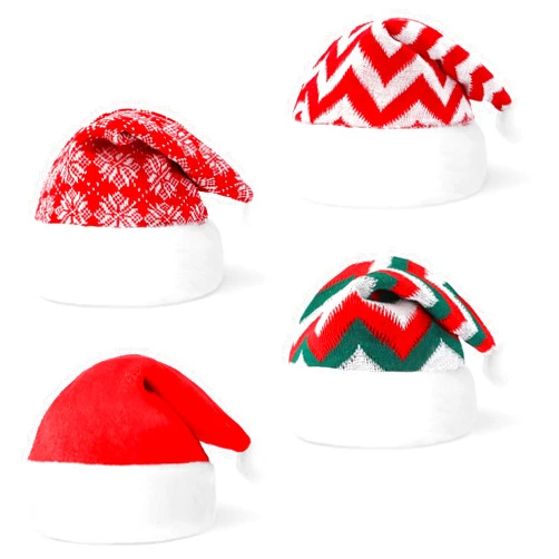 Civaner 4 Pcs Christmas Hat Adult Santa Hat Glitter Sequin Xmas Cap Plush White Red Snowflake Santa Hat