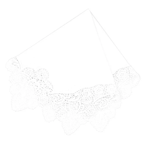 Milesky White Wedding Handkerchief Pure Cotton, Soft Ladies Hanky with Crochet Lace