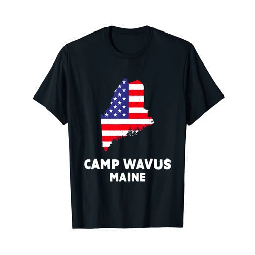 4th of July American Flag Camp Wavus, ME Distressed Patriotic USA Flag Camp Wavus, Maine T-Shirt