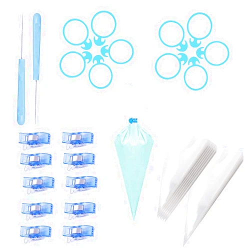 Nanel 122 Pcs Cookie Decorating Tools, 100 Pieces Piping Pastry Bag, 10 Pcs Pastry Bag Ties, 10 Pcs Pastry Bag Clips and 2 Pcs Plastic Awls for Cake Cupcakes, Cookies, Macarons and Sugar Craft Decoration