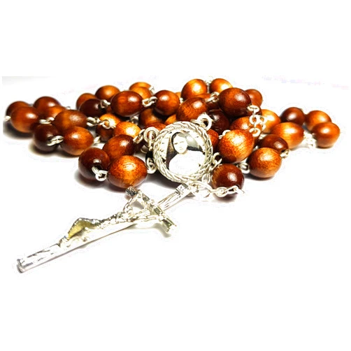 SANCTUM VERITAS Saint Jacinta Marto relic rosary patron Bodily ills Portuguese children Captives People ridiculed for their piety Prisoners Sick people Against sickness Fatima Portugal Blessed Virgin (Brown)
