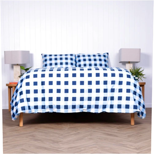THE LAD COLLECTIVE Duvet Cover - Queen Magnetic Duvet Cover with 2 Pillowcase 2 Standard Pillowcases - Bamboo-Cotton - Atlantic Gingham [White, Blue, Cream]