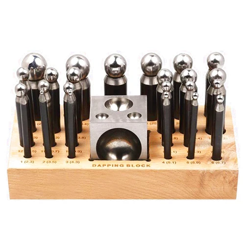 TUF 26 Piece Dapping Doming Punch Block Set 2.3 mm to 25 mm Jewelry Making Metal Forming Tool Kit