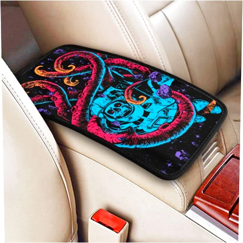 Indokyeyqaz Universal Car Center Console Cushion Pad, Astronaut Tentacles Soft Waterproof Car Center Console Cover Auto Armrest Seat Box Cover Protector for Most Vehicle SUV Truck Car
