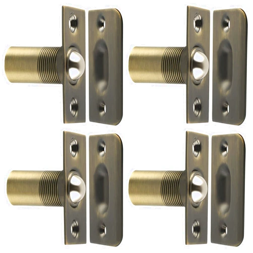 Alise Door Ball Catch,Drive in Ball Catches with Strike Plate for Closet Doors,Adjustable Tension Ball Latch Hardware,Brass and Stainless Steel Bronze Finish,Pack of 4