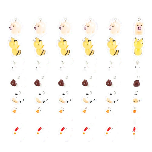 PH PandaHall PandaHall 42Pcs 7 Style Resin Charms Cute Animal Pendant Kit Mini Pig Bee Cygnet Chick Rabbit Sheep Calf Findings Charm DIY Farm Theme Pendants for Jewelry Making Making Keychain Crafts