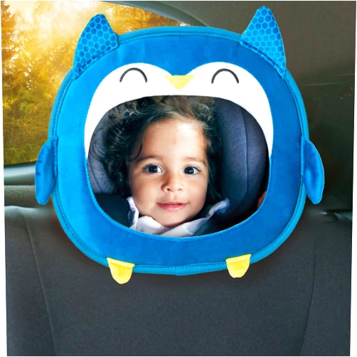 Diono Easy View Owl Character Baby Car Mirror, Safety Car Seat Mirror for Rear Facing Infant, Fully Adjustable, Wide Crystal Clear View, Shatterproof, Crash Tested