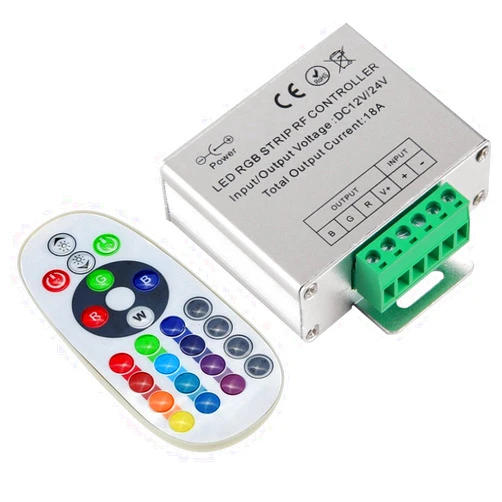 Minbow DC 12V-24V 18A LED Lights Controller 24Key RGB Remote Controller for 3528 5050 RGB LED Strip Lights, RGB Led Module Lights