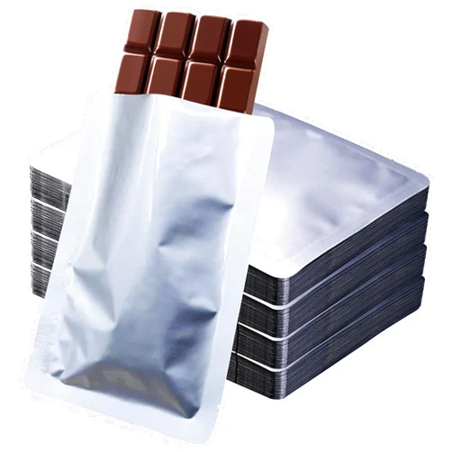 Skywin Chocolate Wrappers Heat Seal Bag (Pack of 100) - Silver, 4 x 6 Inches Chocolate Bar Wrappers Fits 2.25 x 5.5 Inches Chocolate Bar Packaging, Candy Bar Wrappers