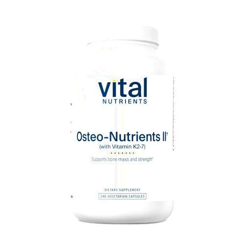 Vital Nutrients Osteo-Nutrients II | Vitamin K2 + D3, Calcium, Boron, and Magnesium for Bone Strength* | Healthy Heart Support | Vegetarian Supplement | Gluten, Dairy, Soy Free | 240 Capsules