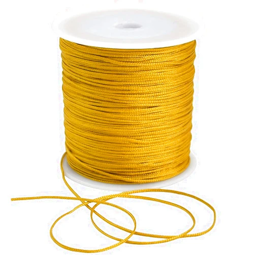 TONIFUL 1mm x 100 Yards Gold Nylon Cord Satin String for Bracelet Jewelry Making Rattail Macrame Trim Cord Necklace Bulk Beading Thread Kumihimo Chinese Knot Craft