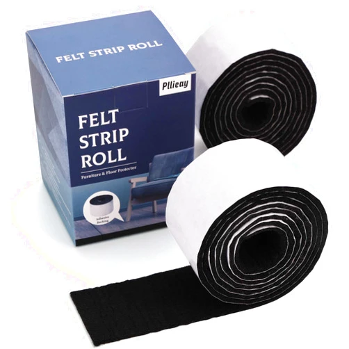 Pllieay 2 Pack Felt Tapes with Adhesive Backing, Heavy-Duty Self Adhesive Felt Strips Rolls Felt Pads for Protecting Furniture Surfaces Hardwood Floor Chair Wall Protector(118 x 2 x 0.12 Inch)
