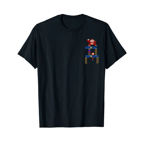 Super Mario Donkey Kong Ladder Pixel Game Scene Portrait T-Shirt