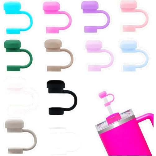 LDKEKDF 12Pcs Simple Straw Cap for Stanley Cup, 10mm 12 Color Straw Toppers for Tumblers, Silicone Straw cover for 30&40oz -14