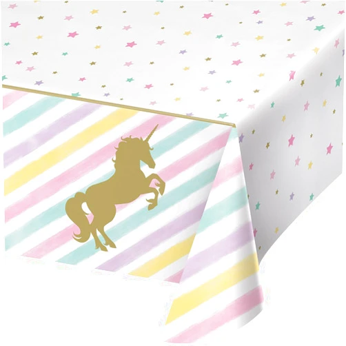 Creative Converting All Over Print Plastic Tablecover, Unicorn Sparkle, One Size, Multi Color