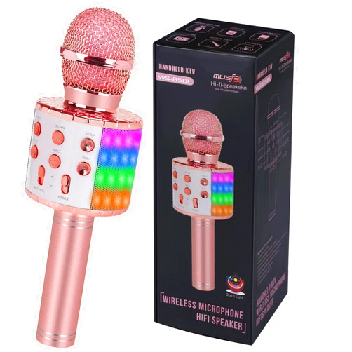 ZZLWAN Bluetooth Karaoke Microphone Wireless: Karaoke Mic with Led Lights for Adults Kids Singing - Perfect Toys for Girls Birthday Gifts