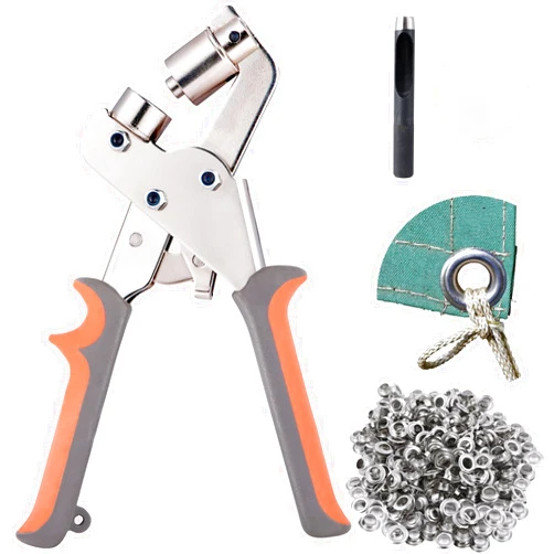 BIZOEPRO Grommet Tool Kit 3/8 Inch Heavy Duty Eyelet Press Pliers 10mm Manual Handheld Punching Machine with 500pcs Grommets
