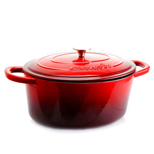 Crock-Pot Artisan Oval Enameled Cast Iron Dutch Oven, 7-Quart, Scarlet Red