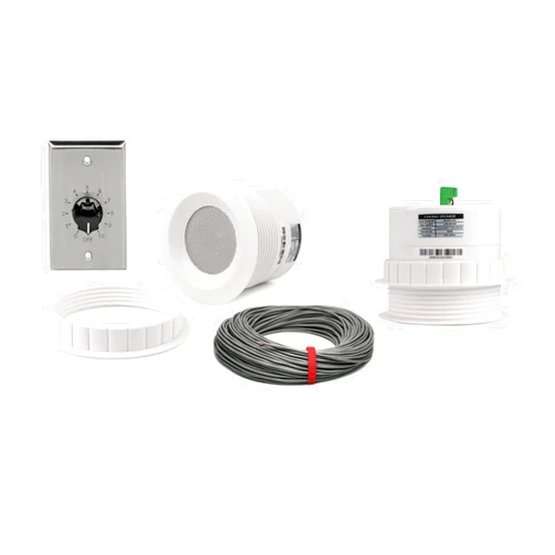 Pure Resonance Audio 3 Inch 70 Volt Ceiling Speaker Bundle with 100W Stainless Steel Volume Control and Installation Wire - Contractor Pack (2 Speakers)