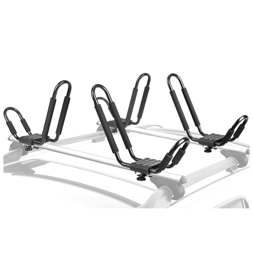 Leader Accessories Kayak Rack 2 Pair J Bar for Canoe Surf Board SUP On Roof Top Mount Crossbar with 4 pcs Tie Down Straps