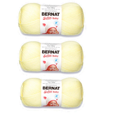 Spinrite Bernat Bernat Softee Baby Solid Yarn - (3) Light Gauge 100% Acrylic - 5oz - Lemon - (3-Pack)